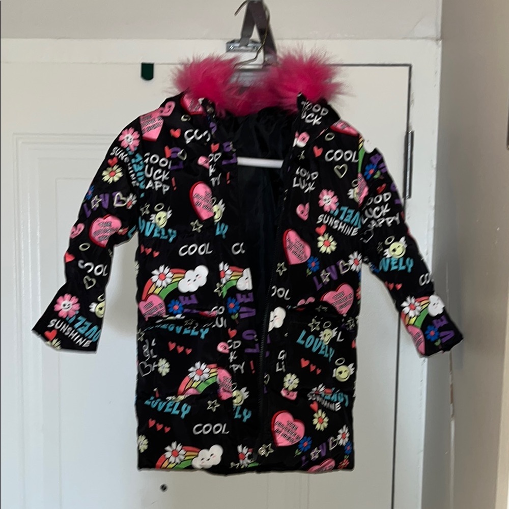 Coat with fur hood